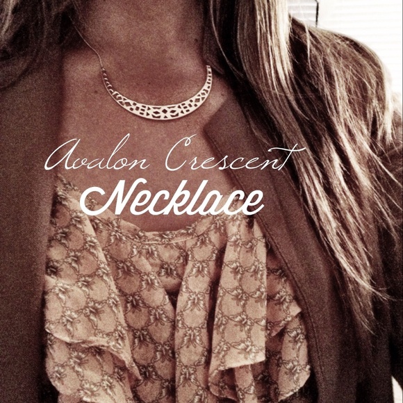 :: Stella & Dot GOLD Avalon Crescent Necklace - Picture 6 of 7